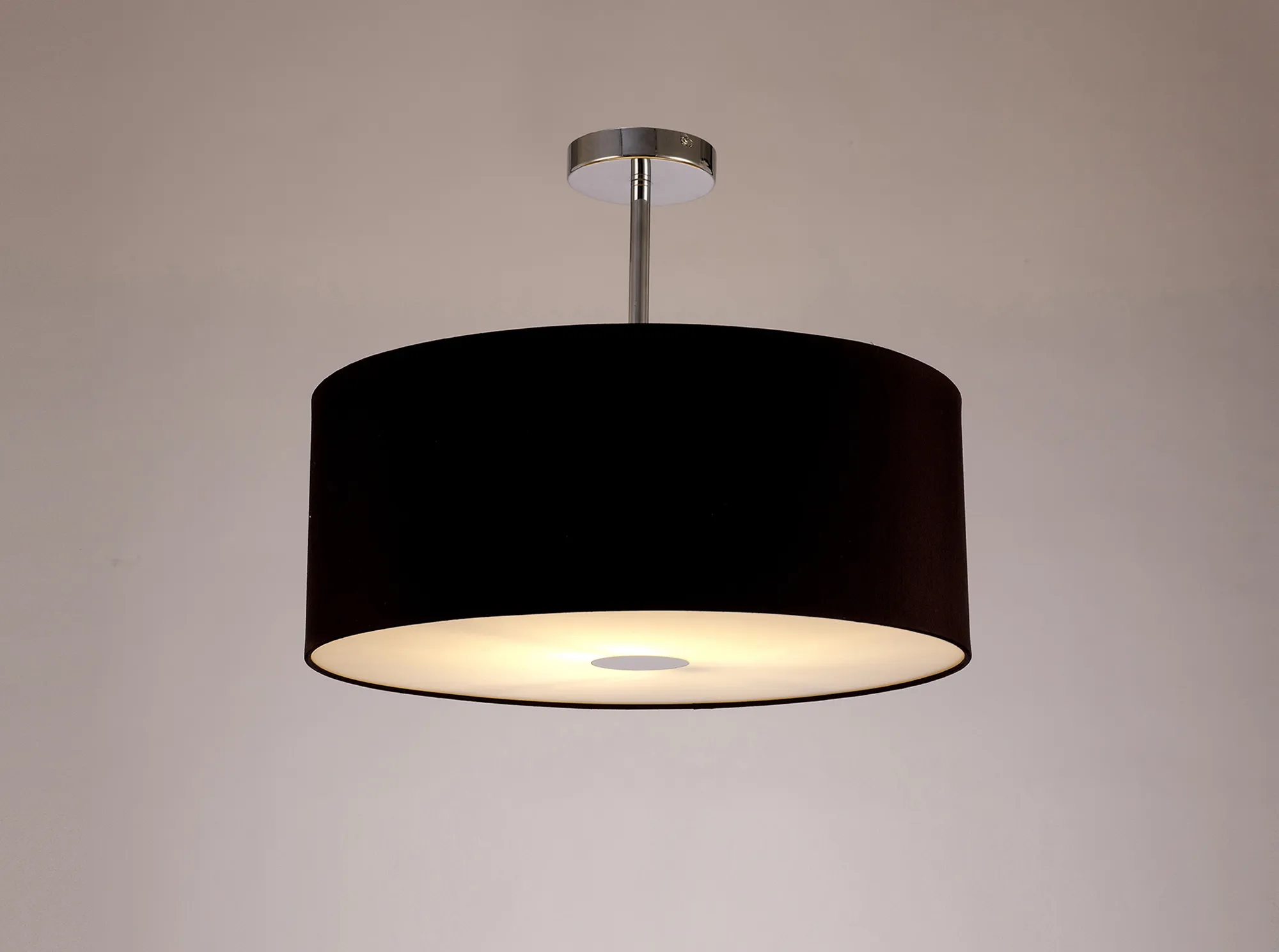 Baymont 50cm Semi Flush 1 Light Polished Chrome, Midnight Black/Green Olive, Frosted Diffuser DK0107  Deco Baymont CH BL/GR
